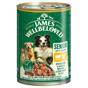6x400g Miel & pui în pate Senior Dog Hypoallergenic James Wellbeloved
