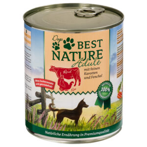6x800g Curcan, vită și morcovi Dog Adult Best Nature Hrană câini