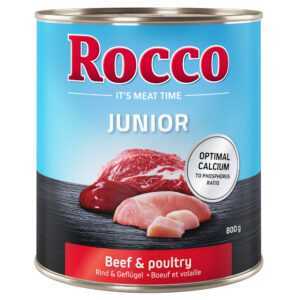 6x800g Pasăre cu vită Junior Rocco hrană umedă pentru câini
