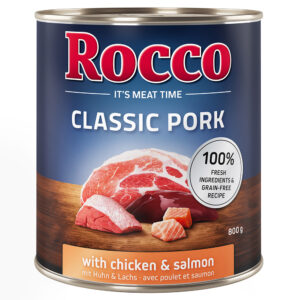 6x800g Porc cu pui & somon Pork Rocco Classic Hrană umedă câini