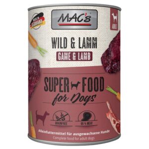 6x800g Vânat & miel MAC’s Adult hrană umedă pentru câini