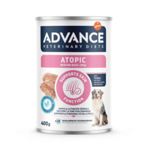 ADVANCE VETERINARY DIETS Atopic Medium & Maxi, M-XL, Curcan, dietă veterinară, conservă hrană umedă câini, piele & blană, (pate), 400g