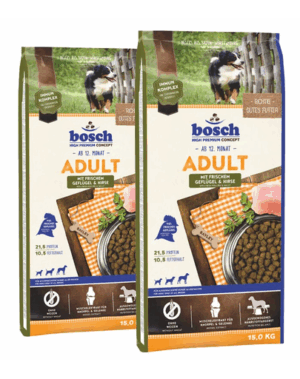 BOSCH Adult Hrana uscata pentru caini adulti, cu pasare si mei 30 kg (2 x 15 kg)
