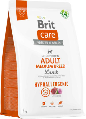 BRIT CARE Hypoallergenic Adult Medium Breed, cu Miel şi Orez