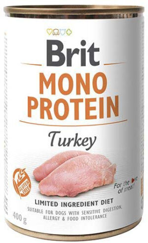 BRIT Conservă monoproteică pentru câini, cu Curcan 400g