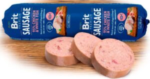 BRIT PREMIUM Salam pentru câini, cu Pui şi Peşte Alb 800g