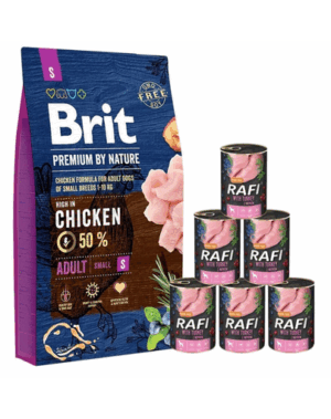 BRIT Premium By Nature Adult Small S 8 kg + hrana umeda curcan 6×400 g