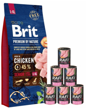 BRIT Premium By Nature Senior Large Extra Large L+XL 15 kg + set conserve 6×400 g curcan
