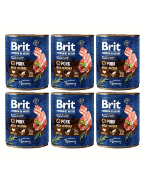 BRIT Premium by Nature Pork with Trachea 6×800 g porc si esofag, hrana umeda caine