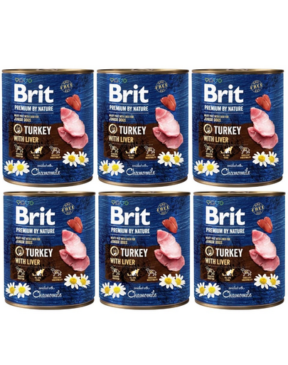 BRIT Premium by Nature Turkey with Liver 6x800 g mancare catei, curcan si ficat