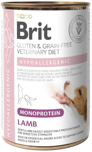 BRIT VD Hypoallergenic Conservă câini, reducerea intoleranţei la hrană,Miel 400g