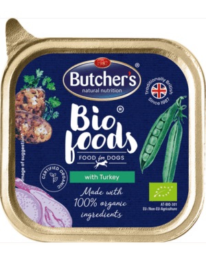 BUTCHER’S BIO foods 150 g pate pentru caini, cu curcan
