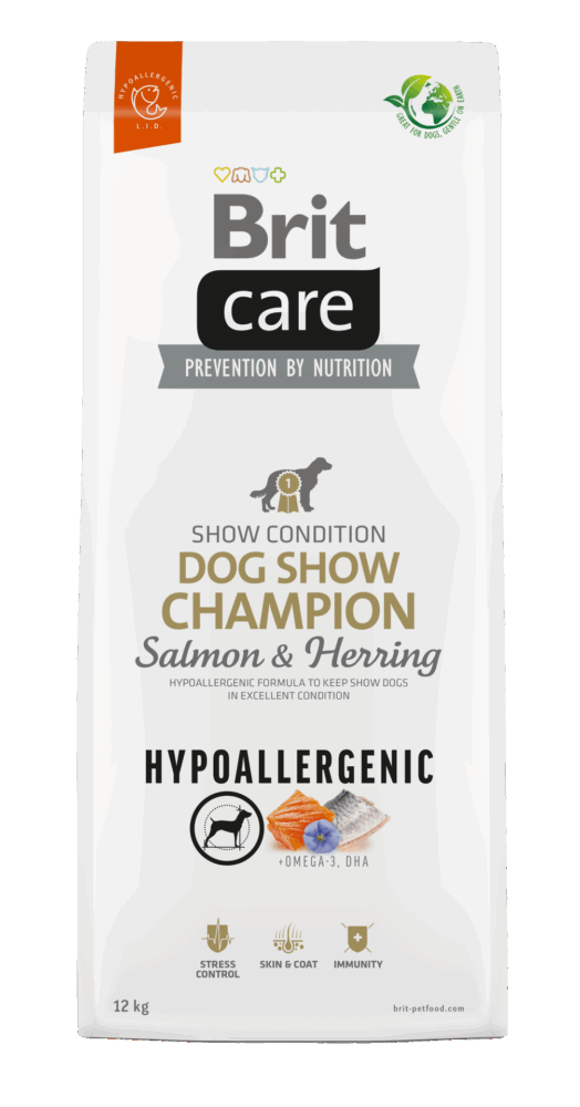 Brit Care Dog Hypoallergenic Dog Show Champion somon si hering - brit,12-kg