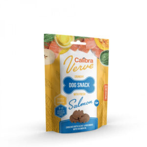 CALIBRA Verve GF Crunchy Snack, XS-XL, Somon, punguță recompense fără cereale câini, 150g