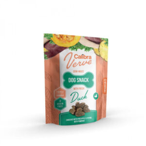 CALIBRA Verve GF Semi-Moist Snack, XS-XL, Insecte și Rață, punguță recompense fără cereale câini, 150g