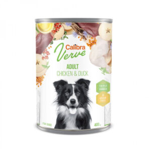 CALIBRA Verve GF, XS-XL, Pui și Rață, conservă hrană umedă fără cereale câini, (pate), 400g