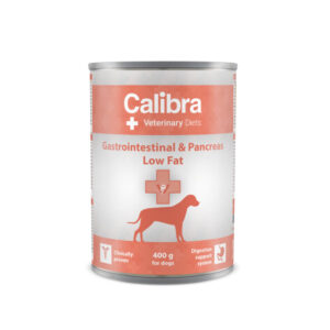 CALIBRA Veterinary Diets Gastrointestinal Low Fat, XS-XL, Ton și Miel, dietă veterinară, conservă hrană umedă câini, sistem digestiv, (pate), 400g
