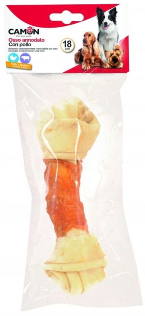 CAMON Recompense pentru câini, în formă de os înnodat,cu Pui şi Vită, 18cm, 120g