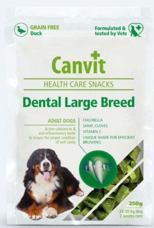 CANVIT Dental Delicatesă pentru câini de talie mare, fără cereale, cu Raţă 250g