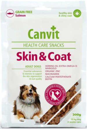 CANVIT Skin & Coat Delicatesă pentru câini, fără cereale, cu Somon 200g