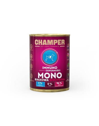 CHAMPER Immuno hrana cu vita pentru caini 400 g monoproteica