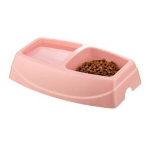 Castron din plastic dublu 4Dog Deluxe roz 2×0,25l