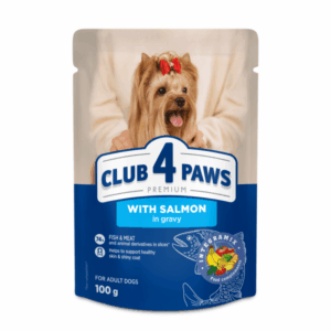 Club 4 Paws, Hrana umeda caini talie mica, Somon in sos, 24x100g