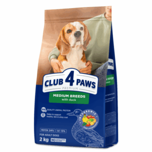 Club 4 Paws, Hrana uscata caini adulti, talie medie, cu rata, 2kg