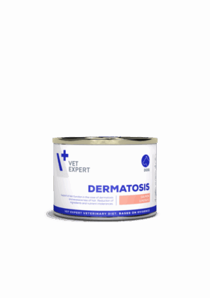 Hrana umeda dietetica pentru caini cu afectiuni dermatologice Vet Expert Dermatosis Dog, somon si cartofi, 5 x 200 g