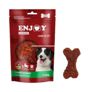 ENJOY Carnivore Chompin Bones, XS-XL, Miel și Orez, punguță recompense câini, 100g