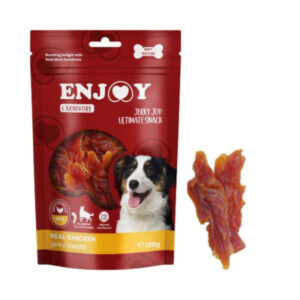 ENJOY Carnivore Jerky Treats, XS-XL, Pui, punguță recompense câini, 100g