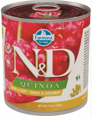 FARMINA N&D Dog Quinoa prepeliță & cocos 285 gr