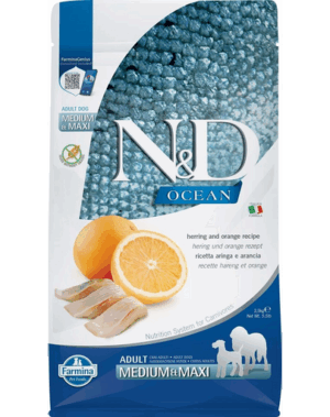FARMINA N&D Ocean Adult Medium/Maxi Hrana pentru caini talie medie sau mare, cu hering si portocale 2,5 kg