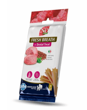 FARMINA N&D Quinoa Dental Treat Fresh breath Medium/Maxi 100 g gustare dentara cu quinoa pentru caini talie medie si mare