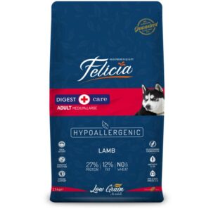 FELICIA Digest Care Adult Medium & Large M-XL, Miel și Anșoa, hrană uscată conținut redus cereale câini, sistem digestiv, 15kg