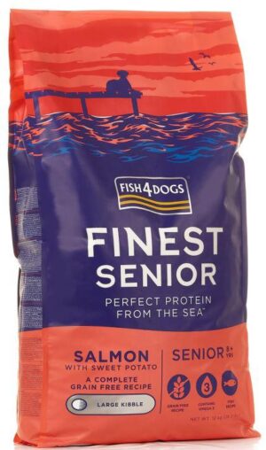 FISH4DOGS Finest SENIOR Somon şi Cartofi dulci, Large Kibble