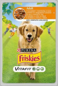 FRISKIES Plic hrană umedă pt câini Adult Pui şi Morcovi în aspic 100g