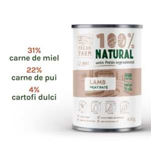 Fresh Farm Smooth pate, cu miel, hrana umeda pentru caini, fara cereale, 400 gr