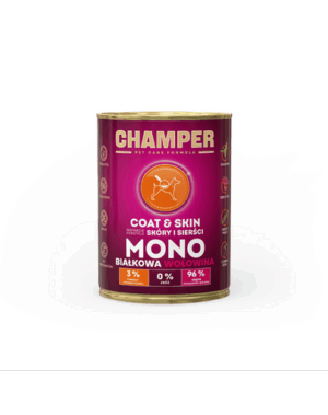 Hrana cu vita pentru caini CHAMPER Coat Skin monoproteica 400 g