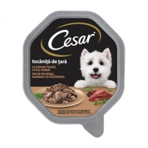 Hrana umeda pentru caini Cesar pate cu curcan, vita legume 150 gr