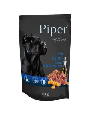 Hrana umeda pentru caini Piper Adult cu miel morcov 500 gr