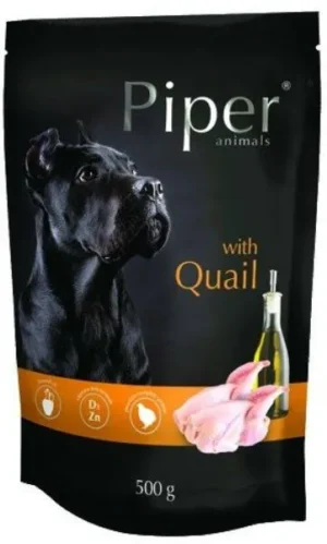 Hrana umeda pentru caini Piper Adult cu prepelita merisor 500 gr