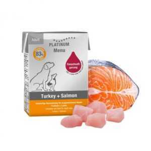 Hrana umeda pentru caini Platinum Menu Adult cu somon curcan 185 gr