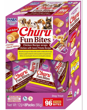 INABA Dog Churu Fun Bites Chicken with Sweet Potato 8x12g recompense cu pui si cartofi dulci pentru caini