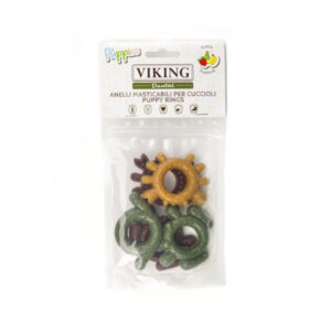 LEOPET Viking Dental Puppy Rings, XS-XL, Fructe, punguță recompense fără cereale câini junior, 80g