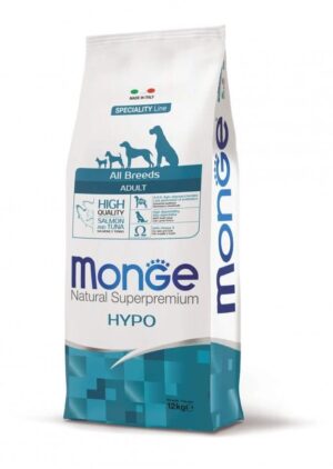 Hrana uscata caini, Monge Natural Superpremium Hypoallergenic Adult All Breeds, Somon & Ton, 12 kg