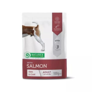 NATURES PROTECTION Skin & Coat, XS-XL, Pui și Somon, plic hrană umedă câini, piele & blană, (în sos), 100g
