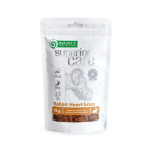 NATURES PROTECTION Superior Care Rabbit Heart Bites, XS-XL, Iepure și Inimă, punguță recompense câini, 75g