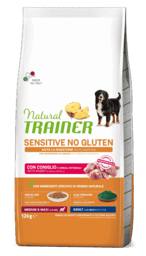Hrana Uscata Caini, Natural Trainer, Sensitive No Gluten Medium-Maxi Adult, Iepure, 12 kg