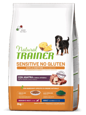 Hrana Uscata Caini, Natural Trainer, Sensitive No Gluten Medium-Maxi Adult, Rata, 3 kg